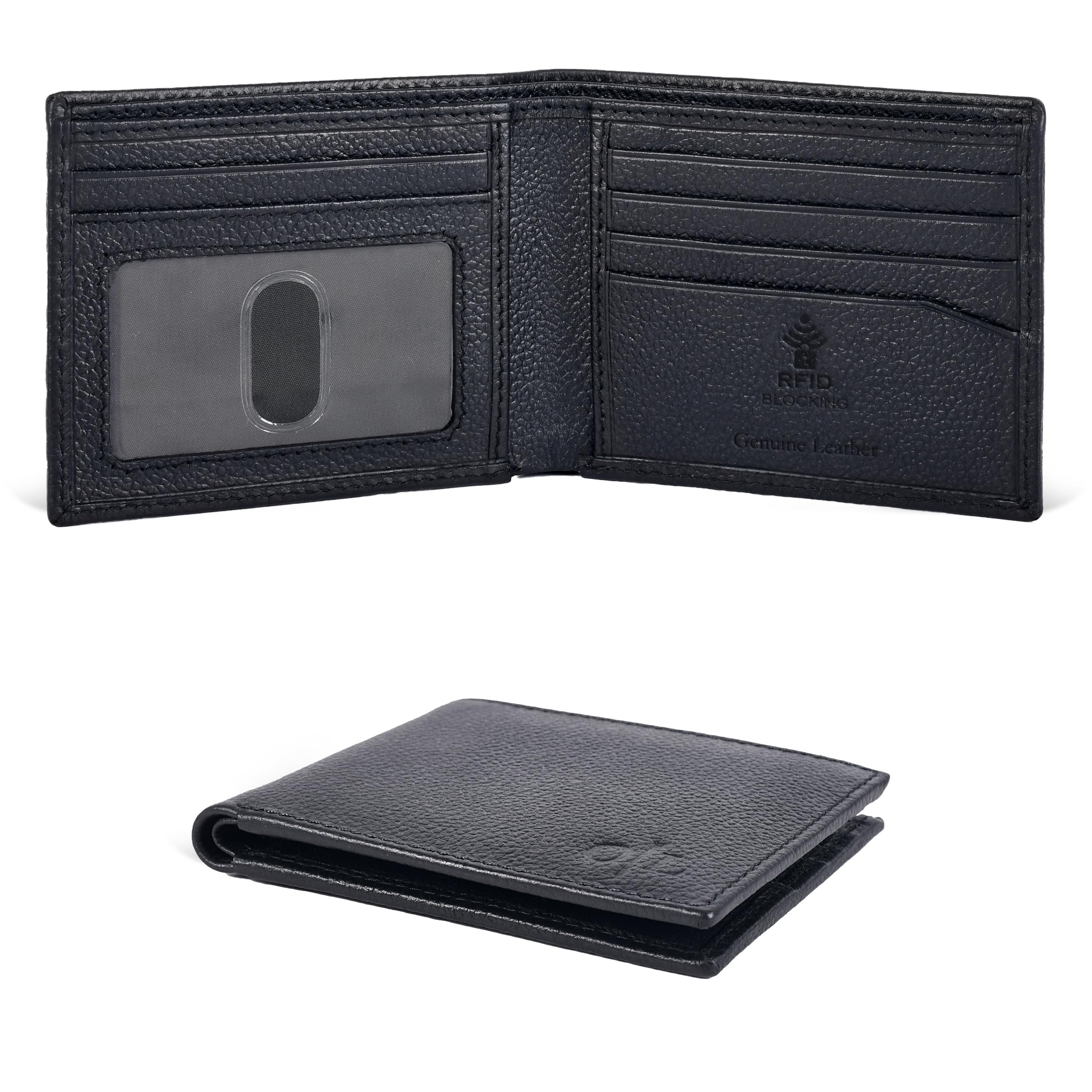 Oak Leathers Slim Leather Wallet for Men - RFID Wallets Credit Card Holder Ultra Thin Gift for Mens, Front Pocket Minimalist Design