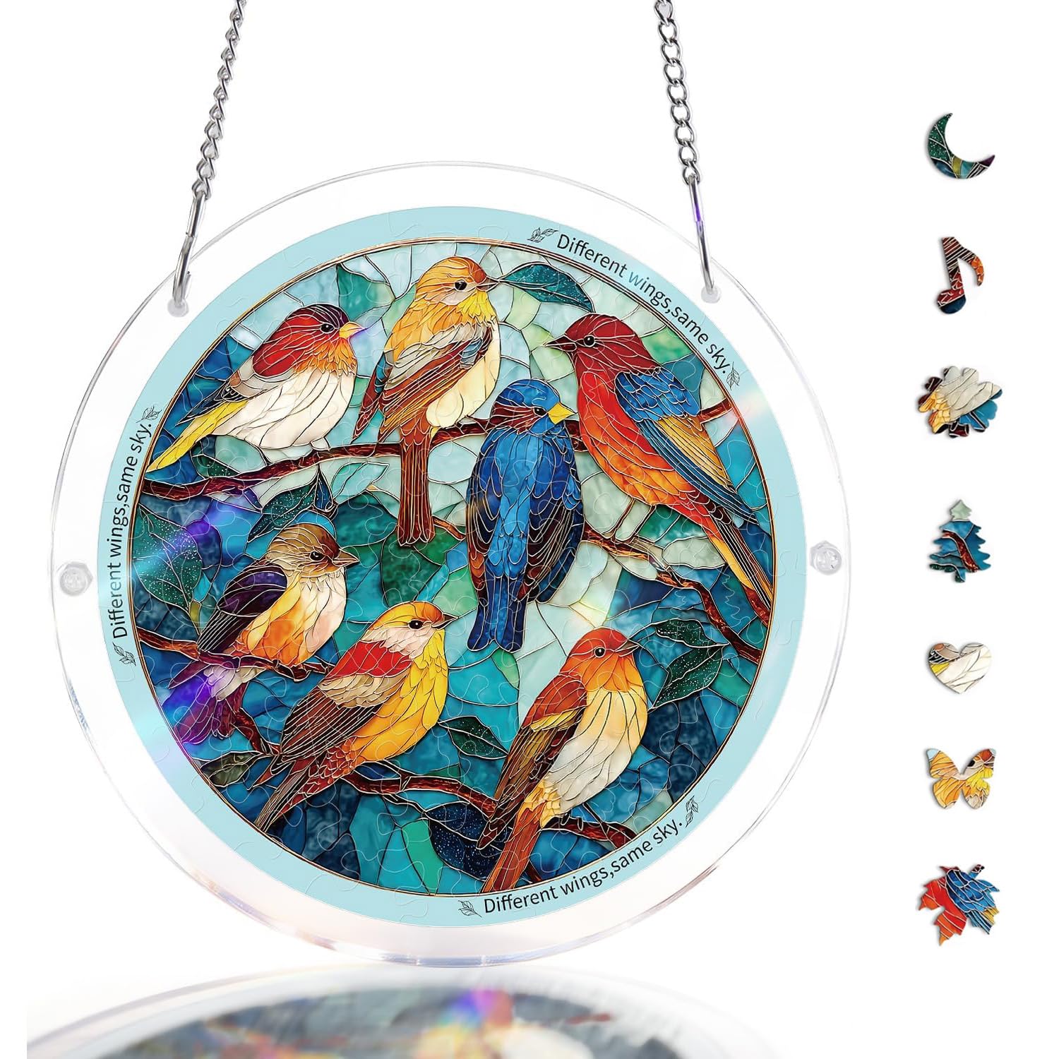 Acrylic Suncatcher Puzzle-Luminous Feathers, Hanging Suncatcher 8.9 In, DIY Suncatcher Kits for Adults, Home Decor Sun Catcher for Window Garden, Gift for Women, Mom, Friends