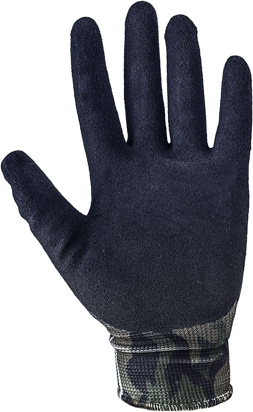 Ultra-Thin BGSMT1 Nylon Sandy Latex Coated Work Gloves, 12 Pairs (Small, Military Brown)