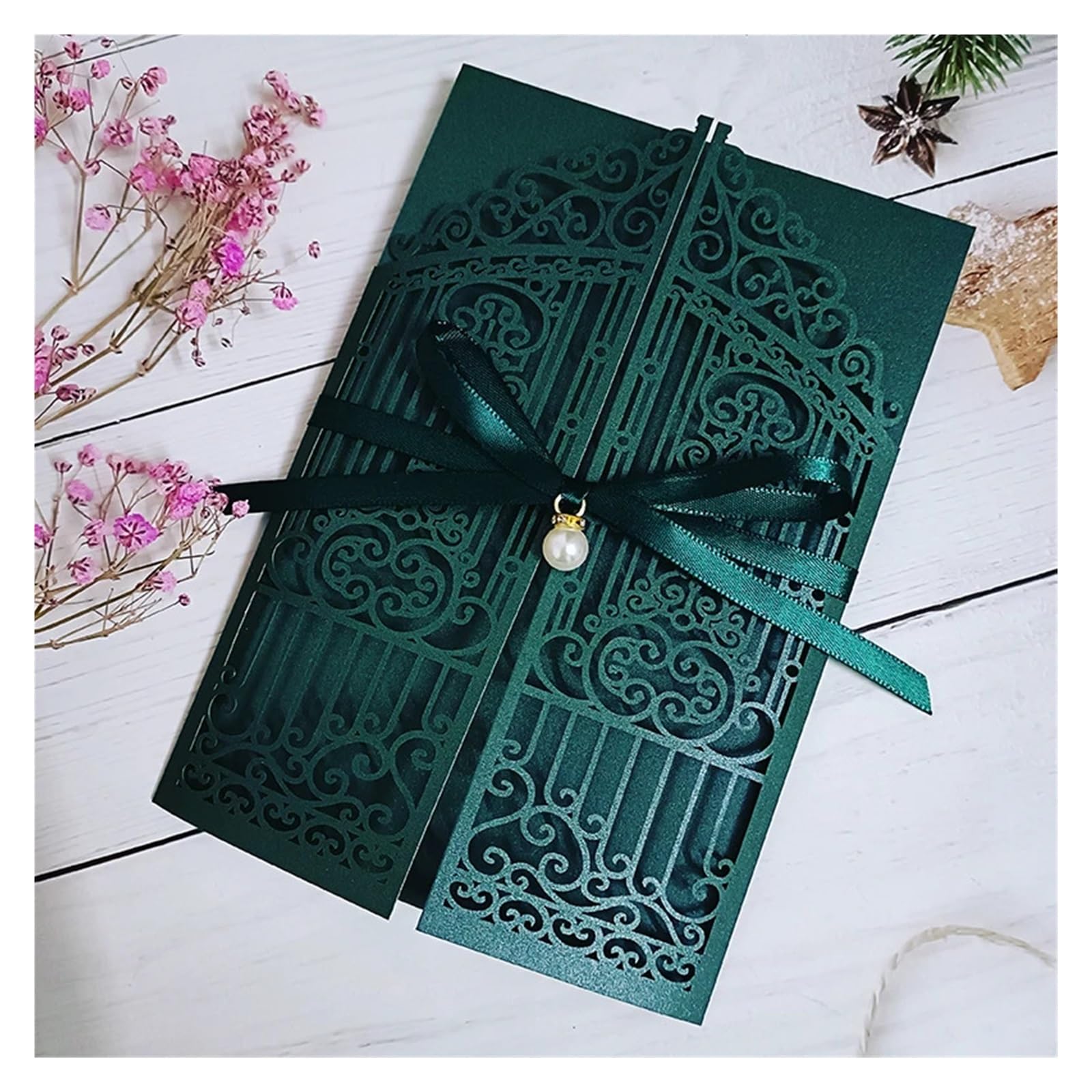 Zaproszenia ślubne, Emerald Rhinestonet Wedding Invitations Multicolor Pack Of 50 Card & Envelope(Lavender,Just Laser Cut Card)