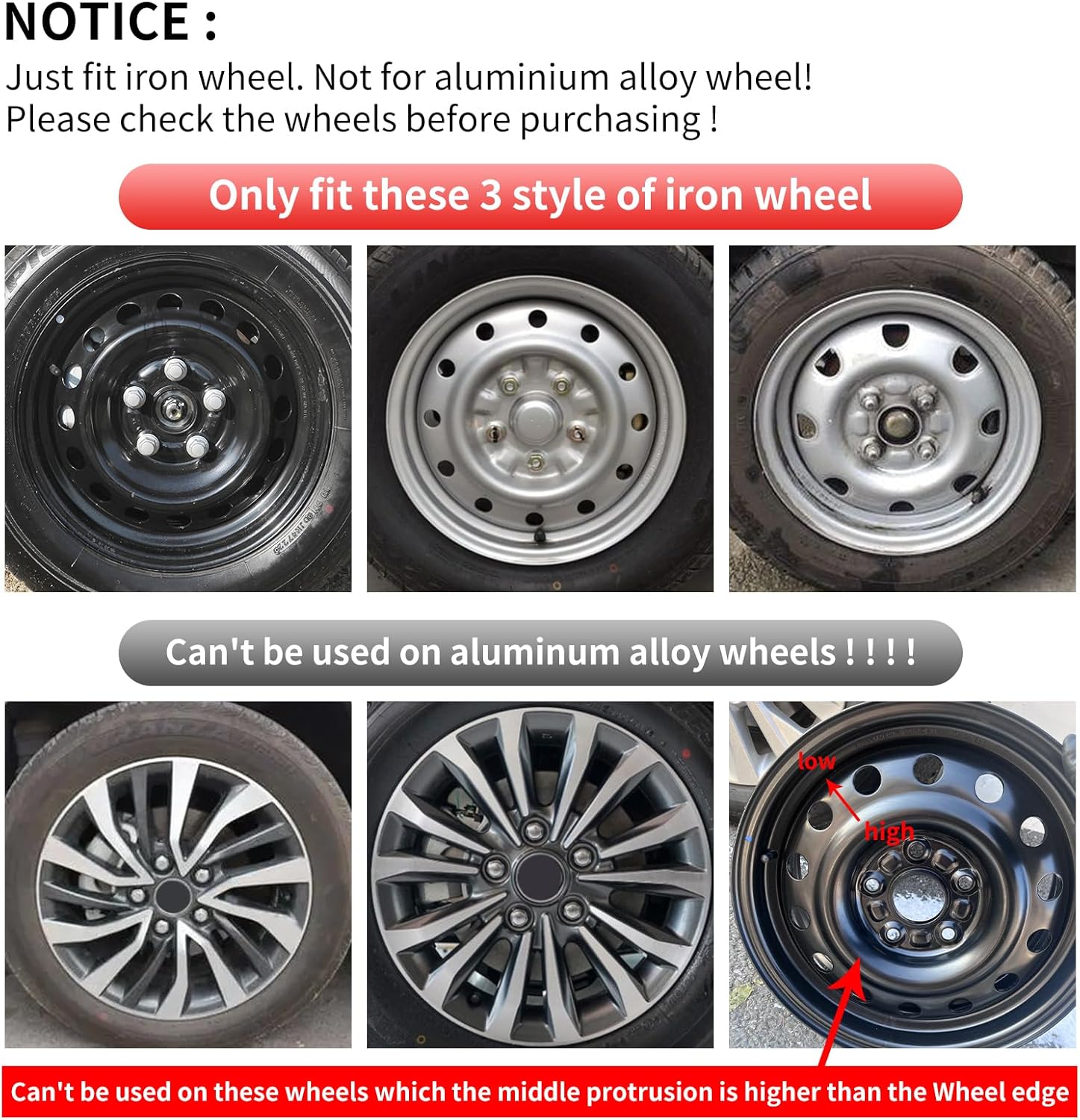 15 inch Wheel Covers for Iron Rim Wheel Cover,15 in Hubcaps Set of 4 Plastic Replacement Hub Cap Accessories for Car (Petal Style, 15 inch)