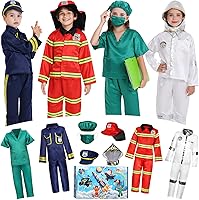 Chillife Toddler Dress Up Costumes Ages 3-6: 12pc Firefighter, Police, Astronaut, Doctor Role Play Set for Boys & Girls