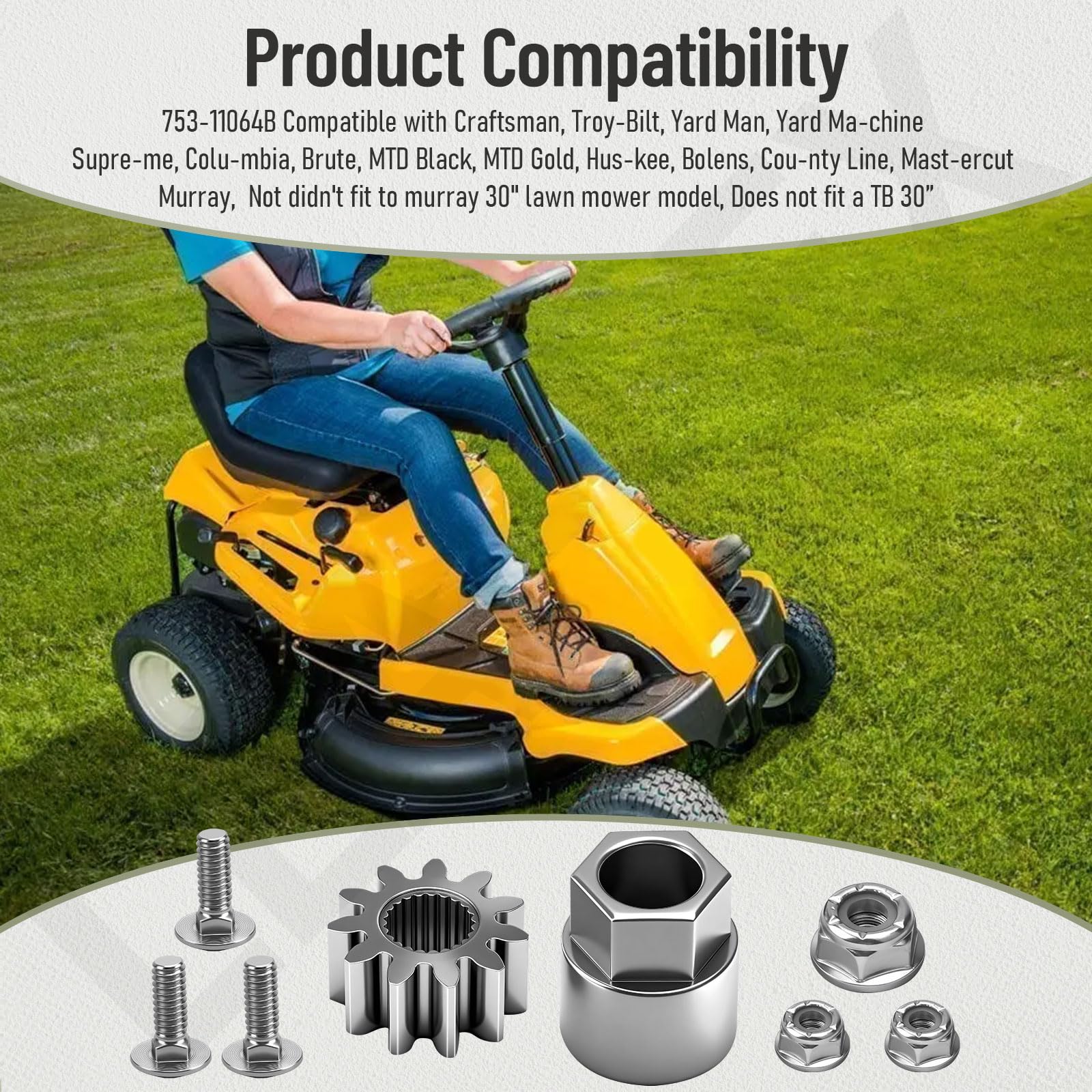 738-04537A Lenkwelle & 753-11064B CR12 Lenkservice-Kit kompatibel mit Troy-Bilt TB3OR MTD Colu-mbia CR30 Cub C-adet Cc30 Rasentraktor ersetzt 738 04537A, 783-06988A, 753-110 64 A, 78 A. 3-07239A