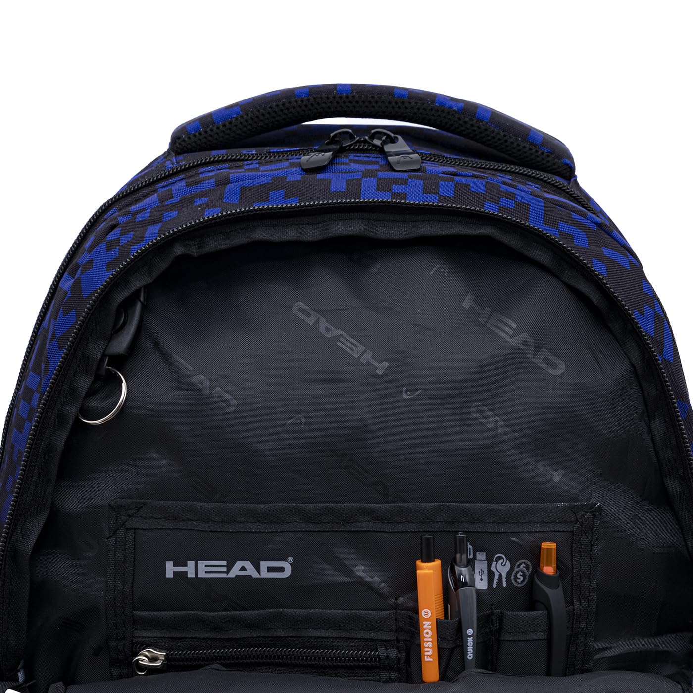 HEAD Plecak Blue Bricks, 42x30x19 cm, Niebieski, Dla Chłopca, Klasa 4-8, Poliester, 27L, Usztywniany, 3 Komory, Szkolny