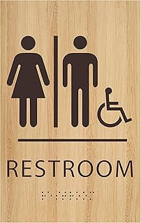 6"X9" Unisex Accessible Restroom Sign - ADA Compliant Tactile Graphics Grade 2 Braille Text Acrylic Wall Signs - Bathroom Door Placard All Gender Wheelchair Handicap Rest Room Sign