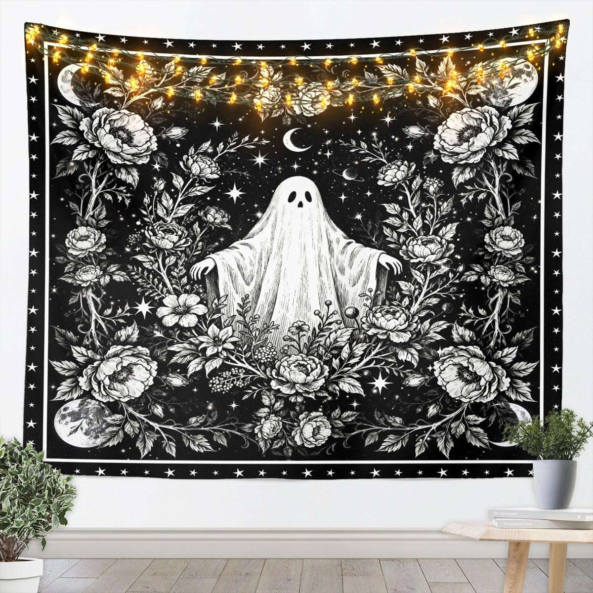 Goth Snake Tapestry for Bedroom | Serpentine Little Dragon Wall Tapestry Aesthetic Vintage Floral Tapestries XLarge 70x92, Tropical Reptile African Animals Hanging Wall Art Black Gothic Decor