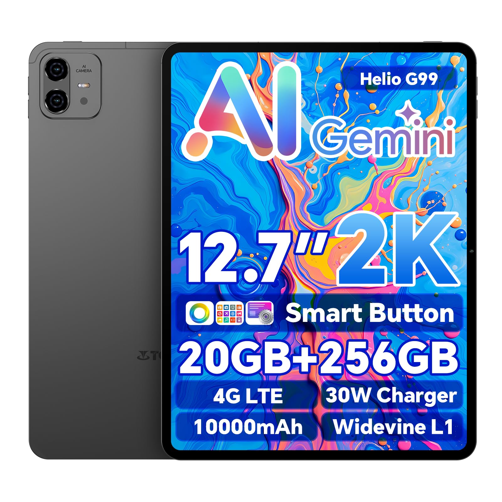 TECLAST Artpad Pro Tablet 12.7" Android15, 20GB+256GB 2.2GHz CPU G99 4G LTE | 10000mAh 30W Carica Rapida/Octa-Core Gaming Tablet Doppio SIM 5G WiFi, 2176×1600, TF 8TB
