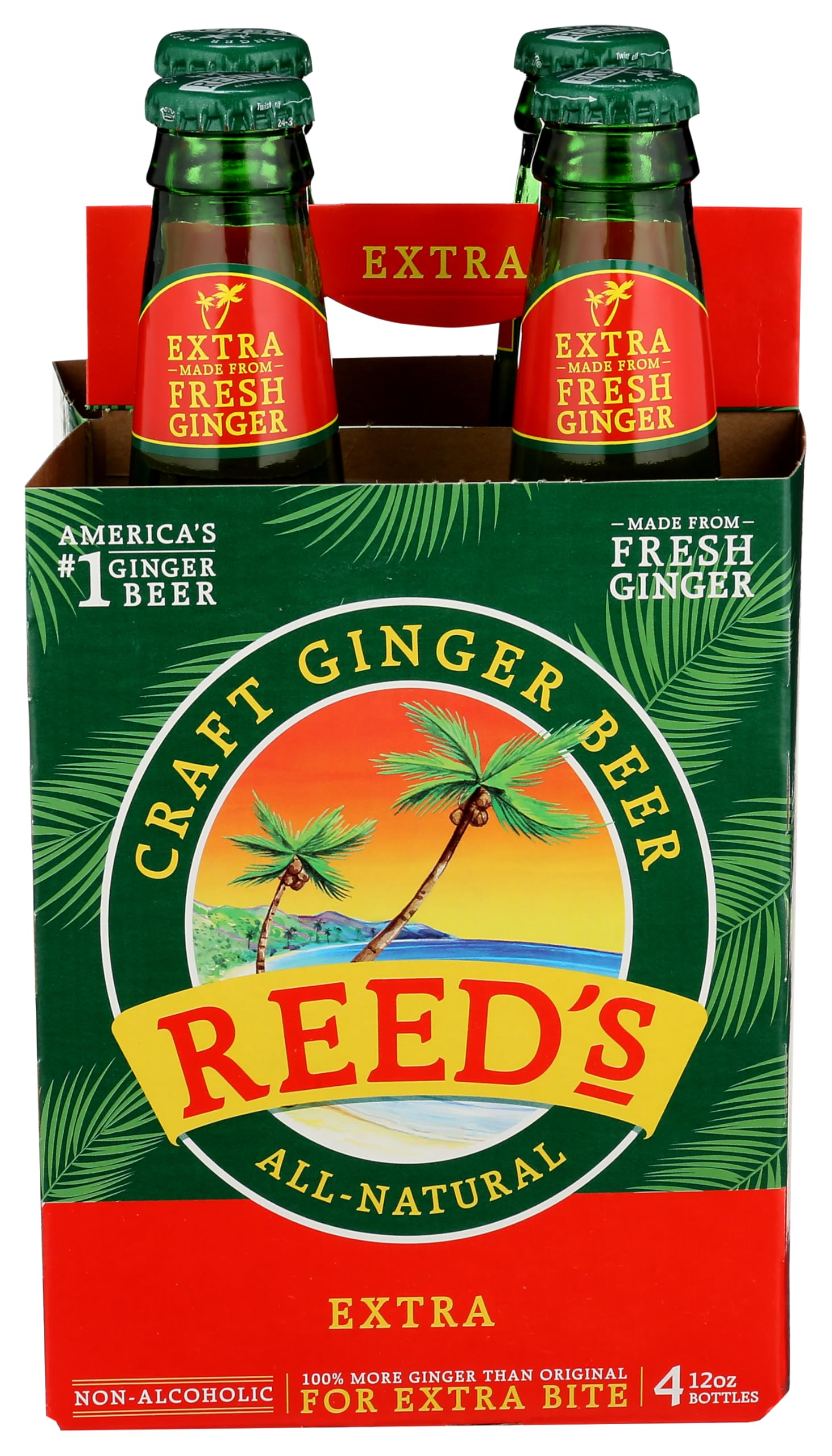 Reed's Ginger Beer Extra Ginger Brew, 4 pk