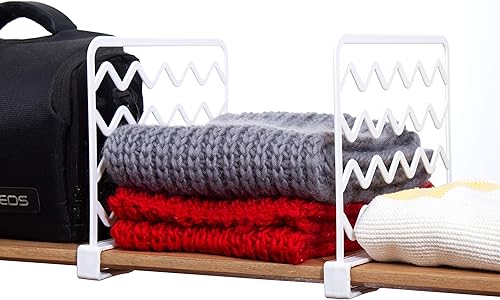 CY craft 8 separadores de estantes, separadores de estantes de madera gruesa, separadores de estantes de armario de plástico blanco, organizador de