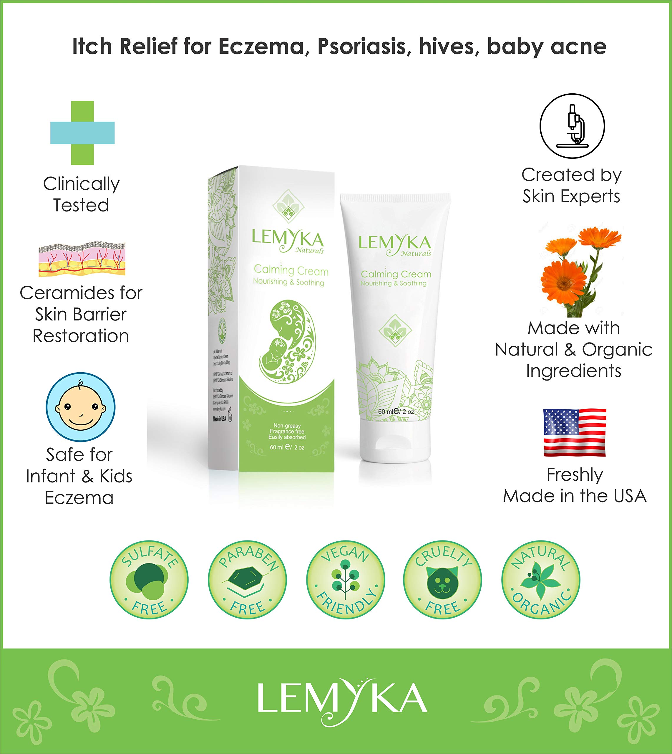 Buy Eczema cream for dry itchy skin, LEMYKA 10X organic plant actives