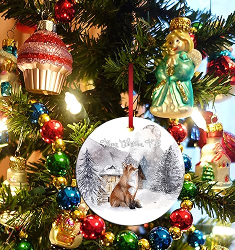 Miniatura 3 de Adorno de Navidad con diseño de zorro para árbol de nieve de invierno, decoración de Navidad para el hogar para nuestra primera Navidad, recuerdo de