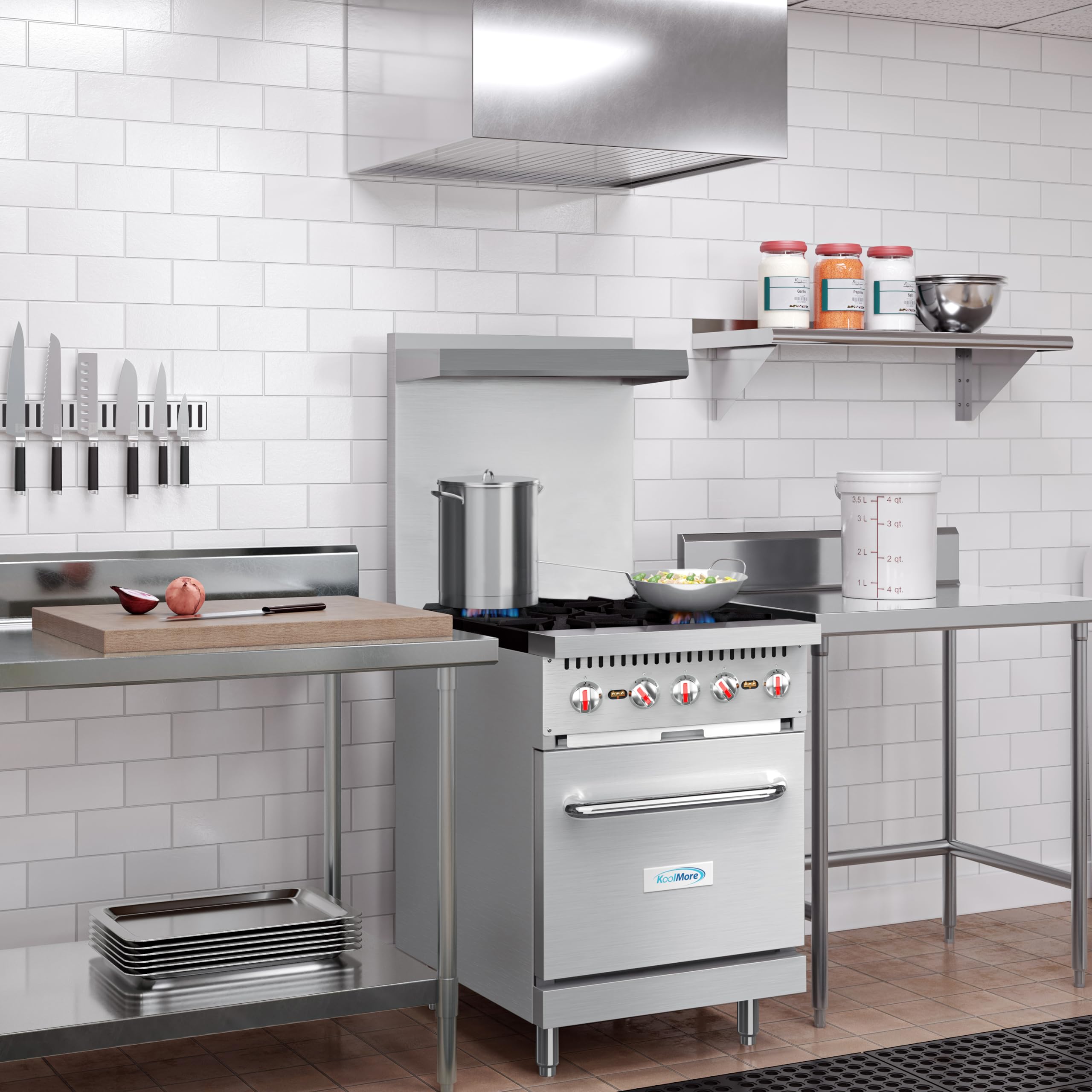 KoolMore KM-CR24-NG 24 in. 4 Burner Commercial Natural Gas Range with Oven