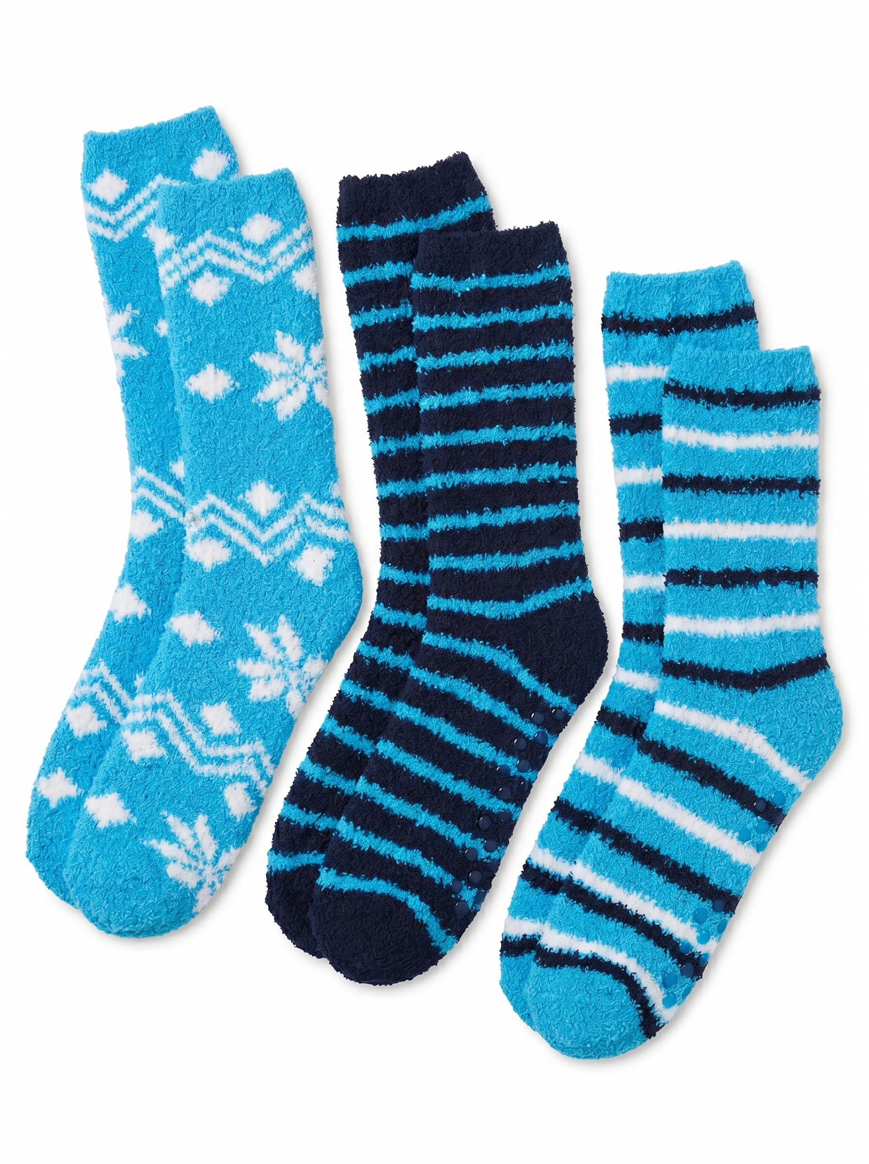 Tipi Toe Womens Fuzzy Crew Socks with Anti Slip Grips Warm Cozy Fluffy Winter Slipper Socks Non Skid Home Socks for Women