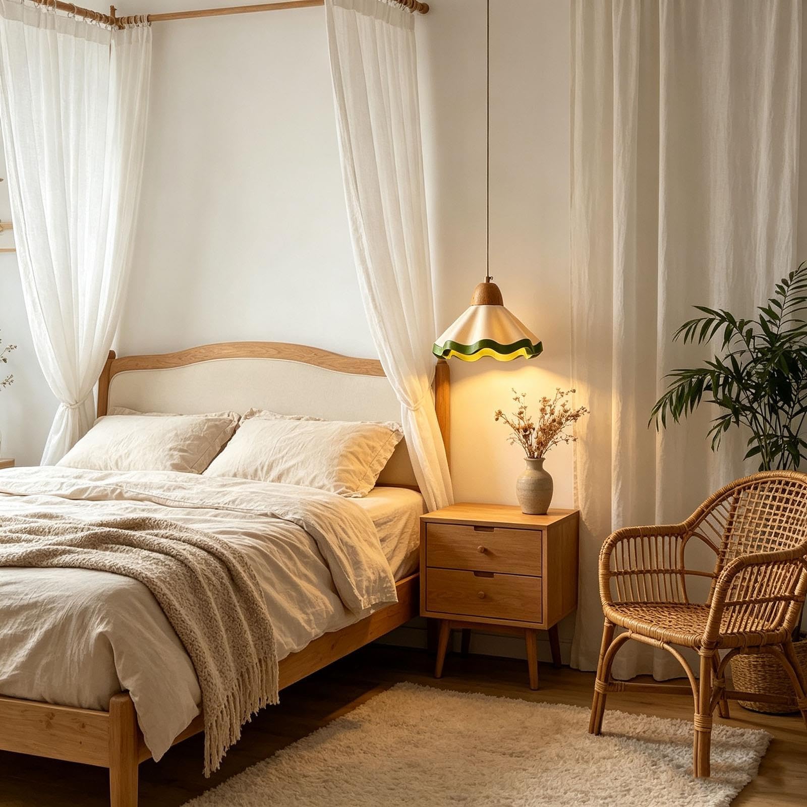 Lampada a sospensione con paralume in resina verde Wave Edge