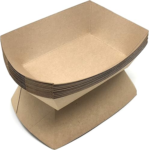 Miniatura 8 de Mr Miracle Bandejas de papel para alimentos, papel kraft. Mediano (2.5 libras). Paquete de 50 botes desechables y reciclables. Para condimentos,