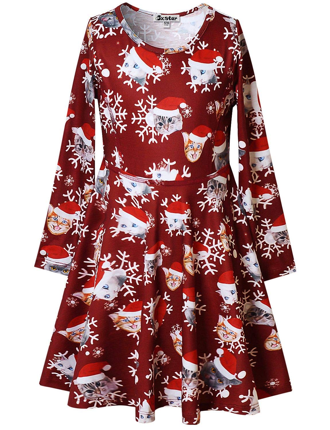 Jxstar Long Sleeve Dresses for Girls Kids Fall Winter Clothes Twirl Swing Dress