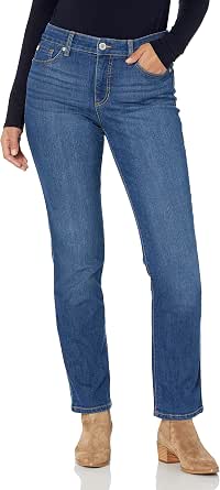 Bandolino Women's Mandie 5 Pocket Jeans - Straight Leg, Stretch Denim, Mid Rise With Back Pocket Embroidery