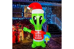 4 FT Christmas Inflatables Alien with Gift Box