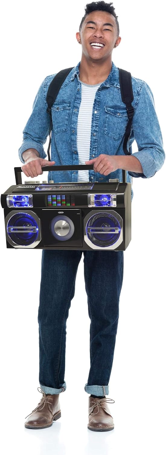 Bеѕt Sеllеr Studebaker SB2149B Master Blaster Bluetooth Boombox with 3 Way Power, AM/FM Radio, USB Port, CD Player with MP3 Playback, LED EQ and 10 Watts RMS Speaker in Black