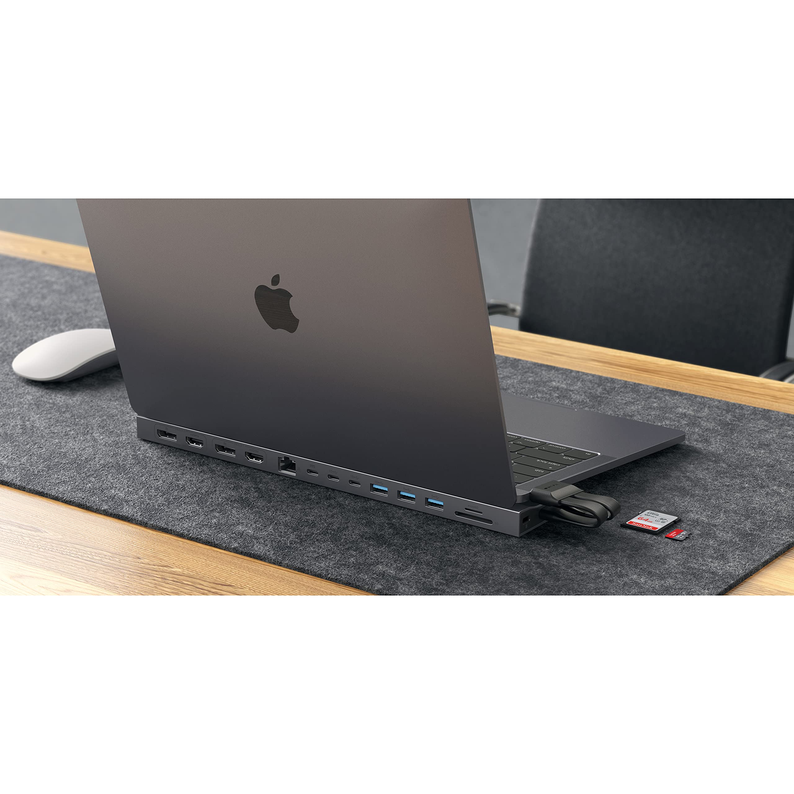 Hyper Estación de acoplamiento de unidad de diseño para MacBook Pro de 13 pulgadas, 14 pulgadas, 13 en 1 Hub USB C: Dual 4K HDMI, 2 DP, Gigabit Ethernet, 3 USB-A, 2 USB-C, USB-C PD 100W, MicroSD y SD