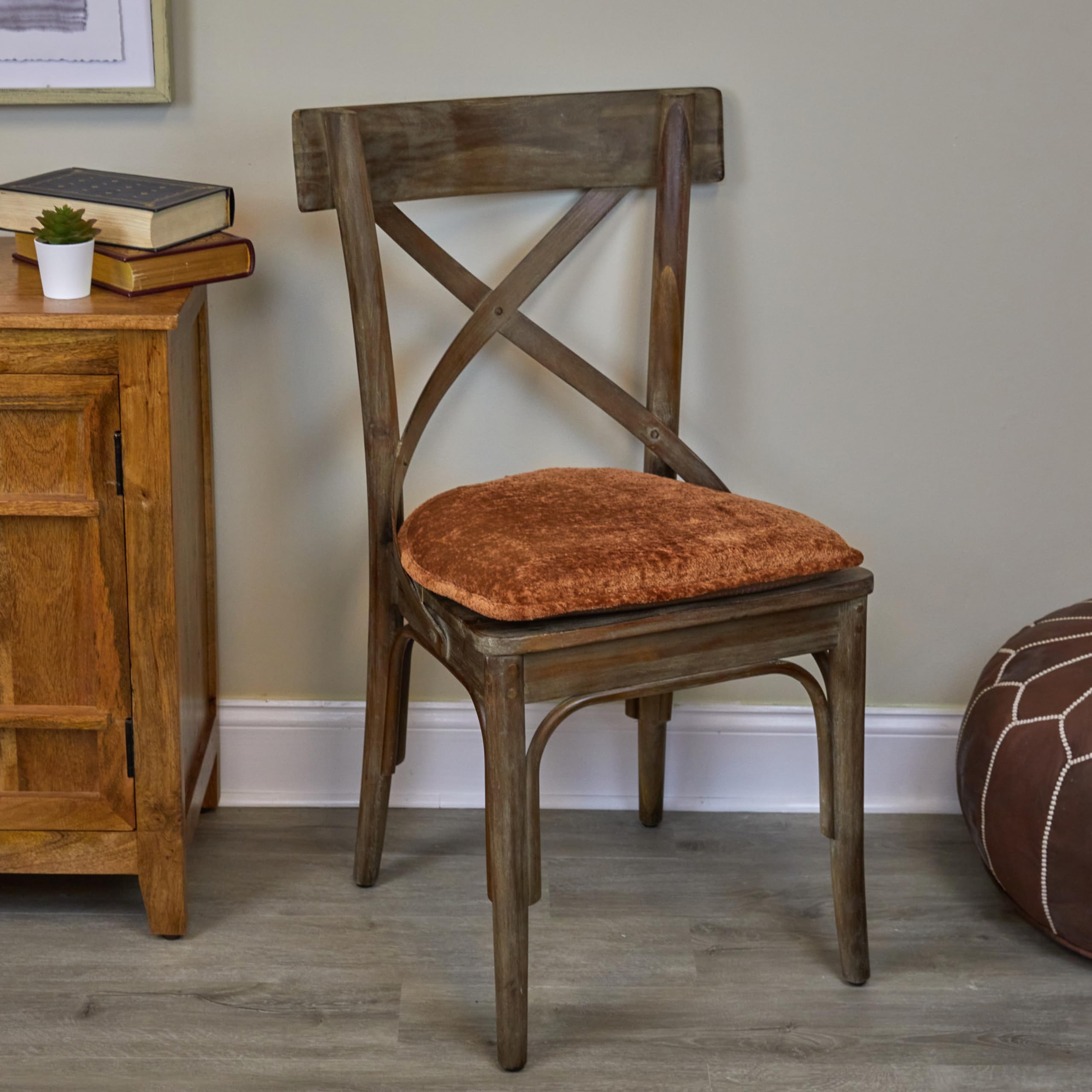 Klear Vu Raindrop The Gripper Non Slip Chair Cushions, Soft & Comfortable Seat Pad, Sitting Pillow for Kitchen, Dining or Office, 6 Count (Pack of 1), Plush Spice