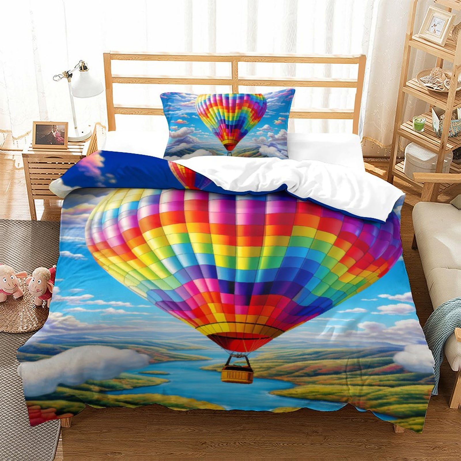 Housse de couette ballon à air chaud pour une chambre d'enfant douce et aérienne