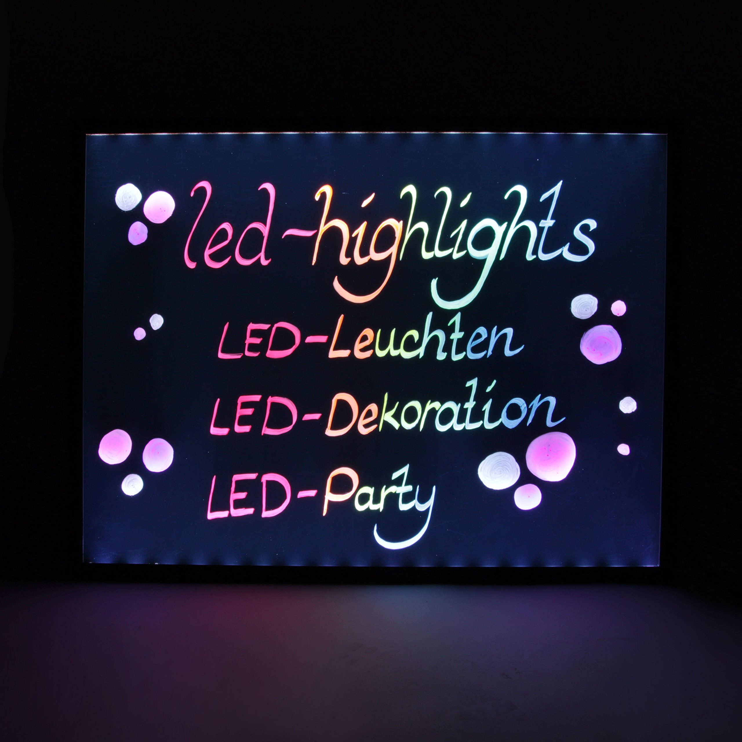 Deko Leuchtschild Reklame Tafel 80 x 60 cm Controller 7 Led Farben Leuchttafel Werbeschild 8 Neon Stifte Buchstaben Bunt Beschreibbar