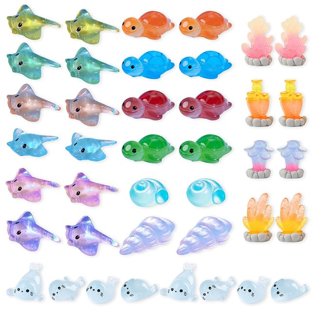 JNYUTEEN 40 Piezas Mini Figuras de Océano, Animales Marinos de Resina