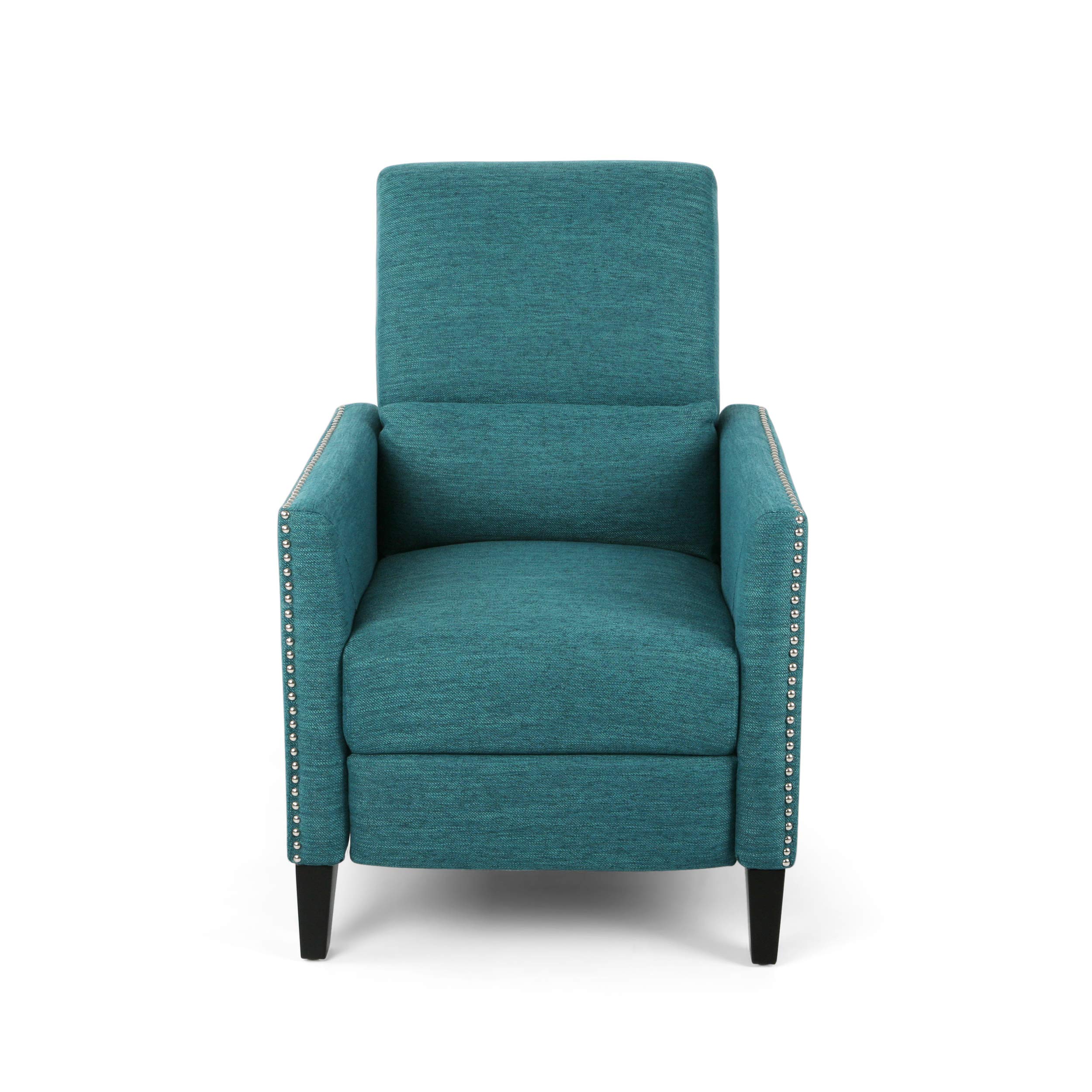Alexis Contemporary Fabric Push Back Recliner, Teal