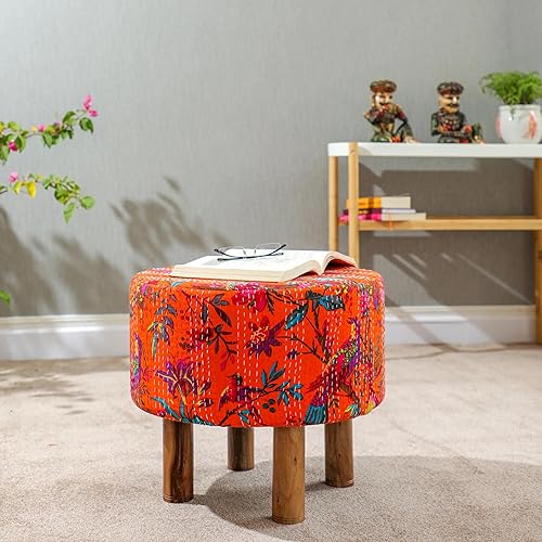 Miniatura 3 de Desi Favors Blue Kantha Bench  Banco de madera de El Cairo indio  Mueble acolchado Kantha hecho a mano para el hogar, sala de estar, mesa de