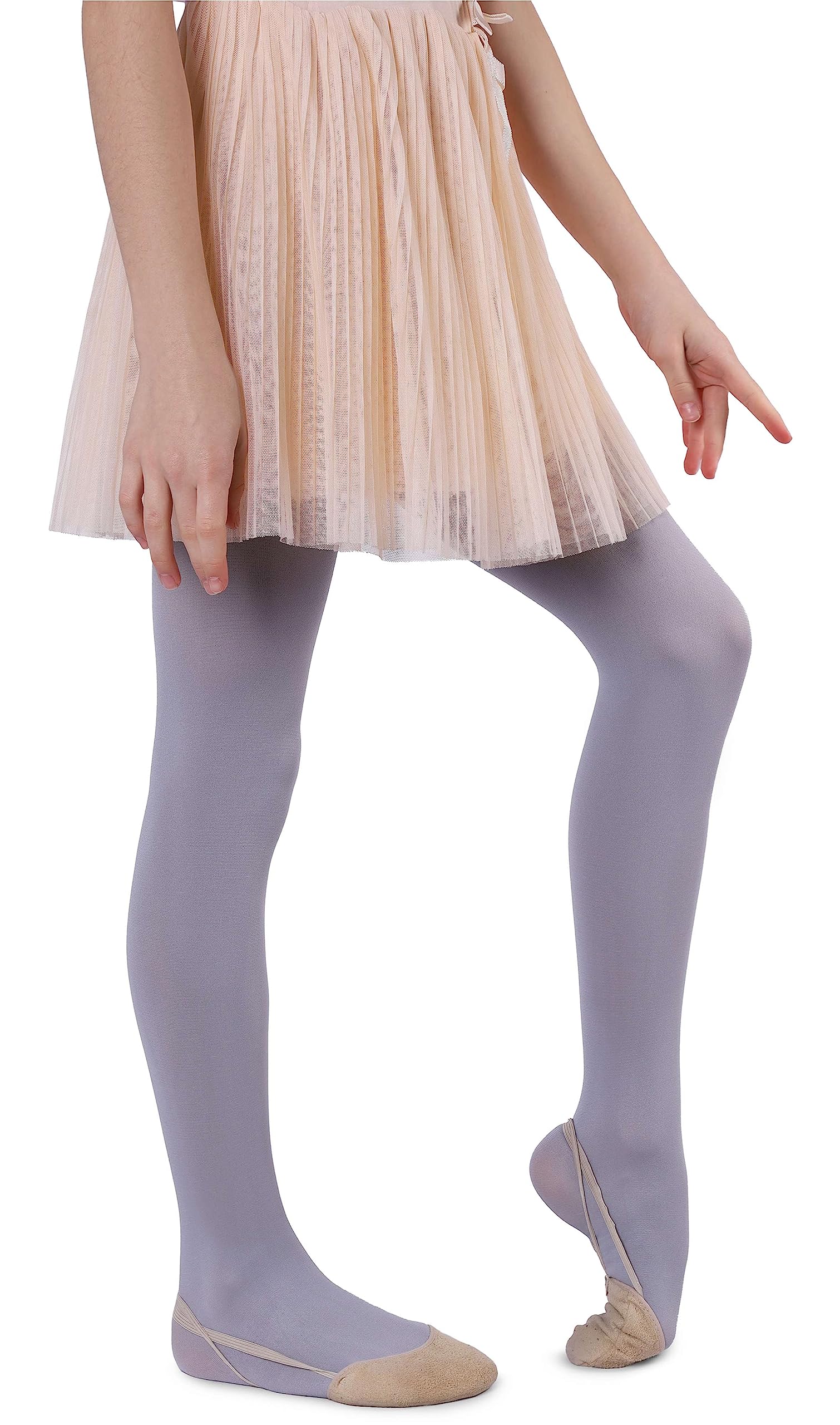 Noq Girls Silver Kids Microfiber Tights 60 Den Soft Warm Comfortable Opaque For Toddlers Tights Casual Celebrations Ballet School One Pair Mary, 104-110
