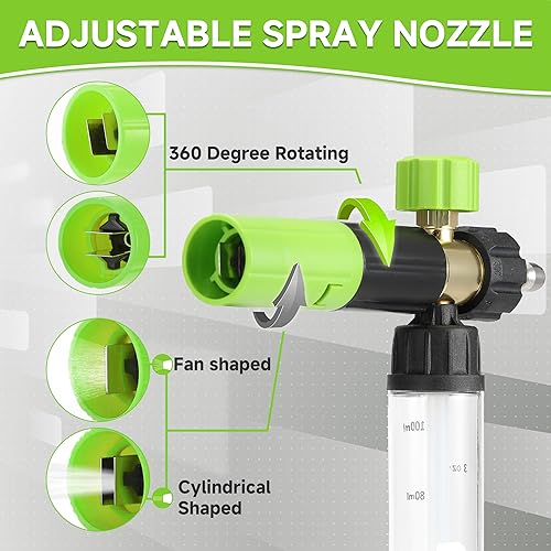 Miniatura 6 de Tool Daily Pistola de lavado a presión corta con mini cañón de espuma, 5 boquillas de pulverización para lavadora eléctrica, conexión rápida de 1/4