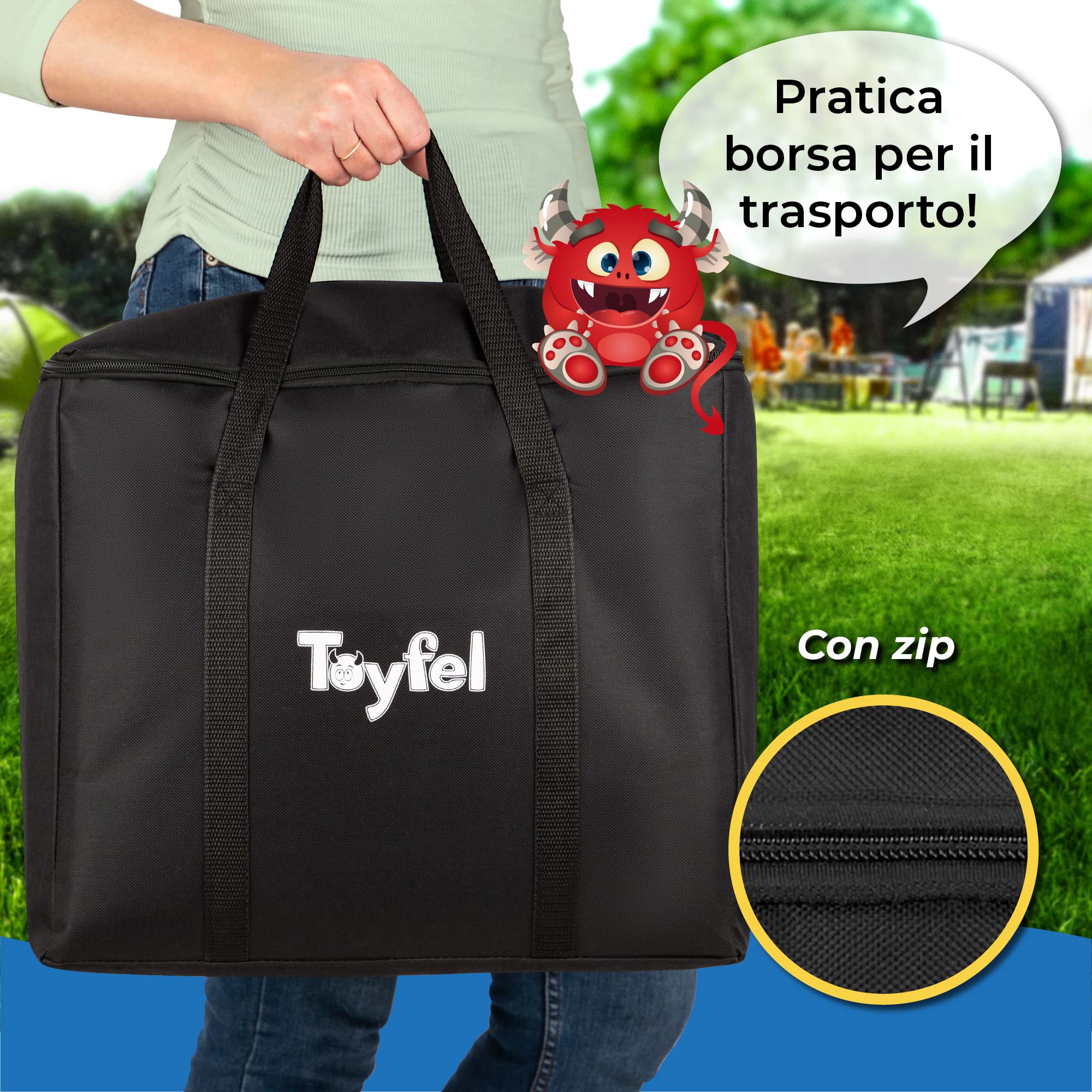 Toyfel torre traballante in legno FSC con base e tabellone