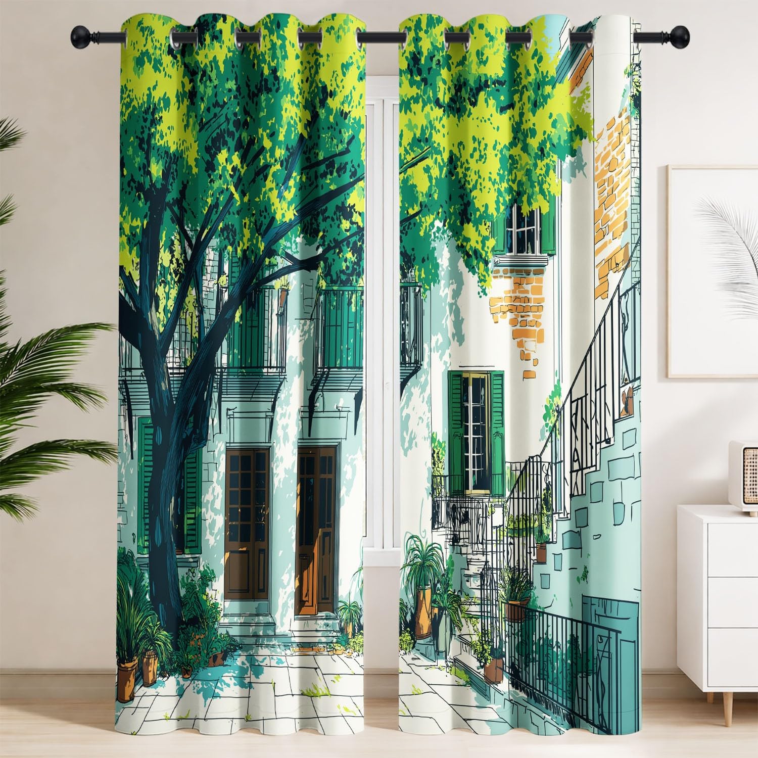 Rideaux decoration chambre salon fenetre style bande dessinée