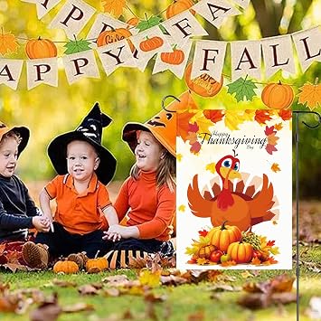Thanksgiving Double Sided Garden Flag 12x18 Inch Outdoor Yard Decorations(Turkey)
