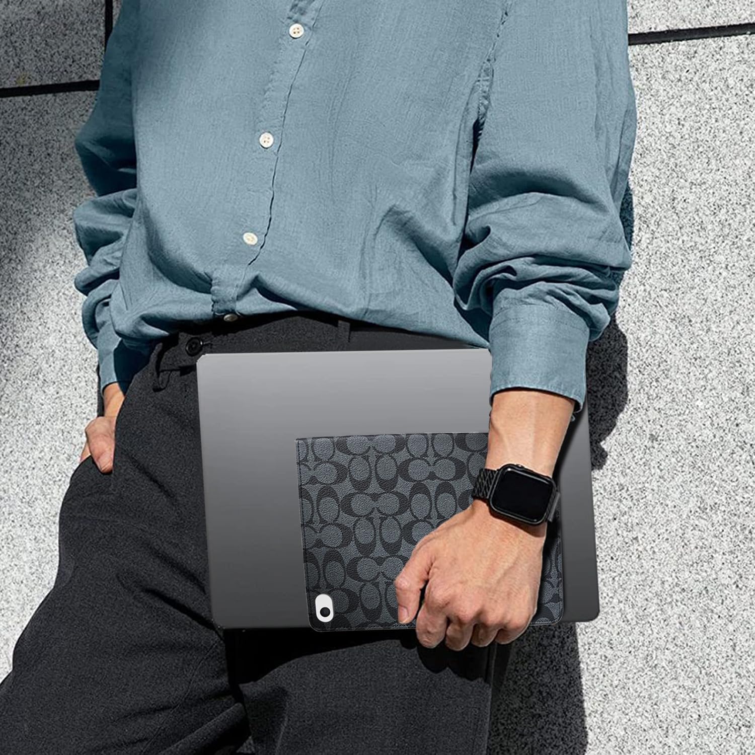 Designer Luxury Compatible with iPad Mini 5 2019/Mini 4 2015 (5th/4th Generation 7.9 inch) Aesthetic Retro Leather,with Pencil Holder and Soft TPU Back Case,Auto Sleep/Wake,for Women Girls-Black