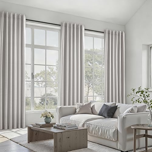 Vista 15 de Topfinel Cortinas Opacas y Cortinajes Marfil Crema de 84 Pulgadas de Largo, Beige con Pliegues Pinzados Completamente Opacas de Lino Natural