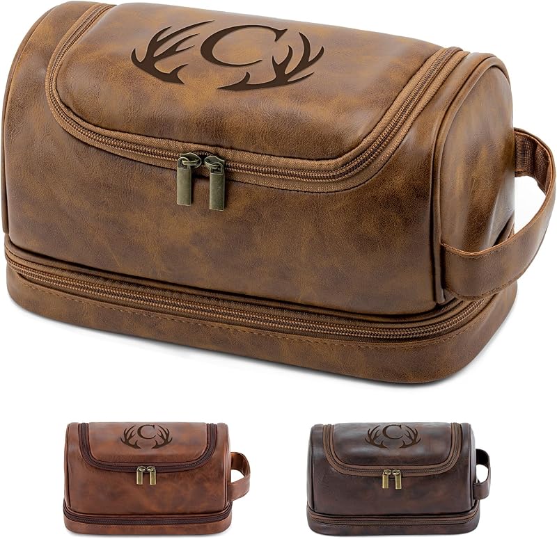 Necessaire de viagem Aganmi personalizada para homens, com zíper e iniciais
