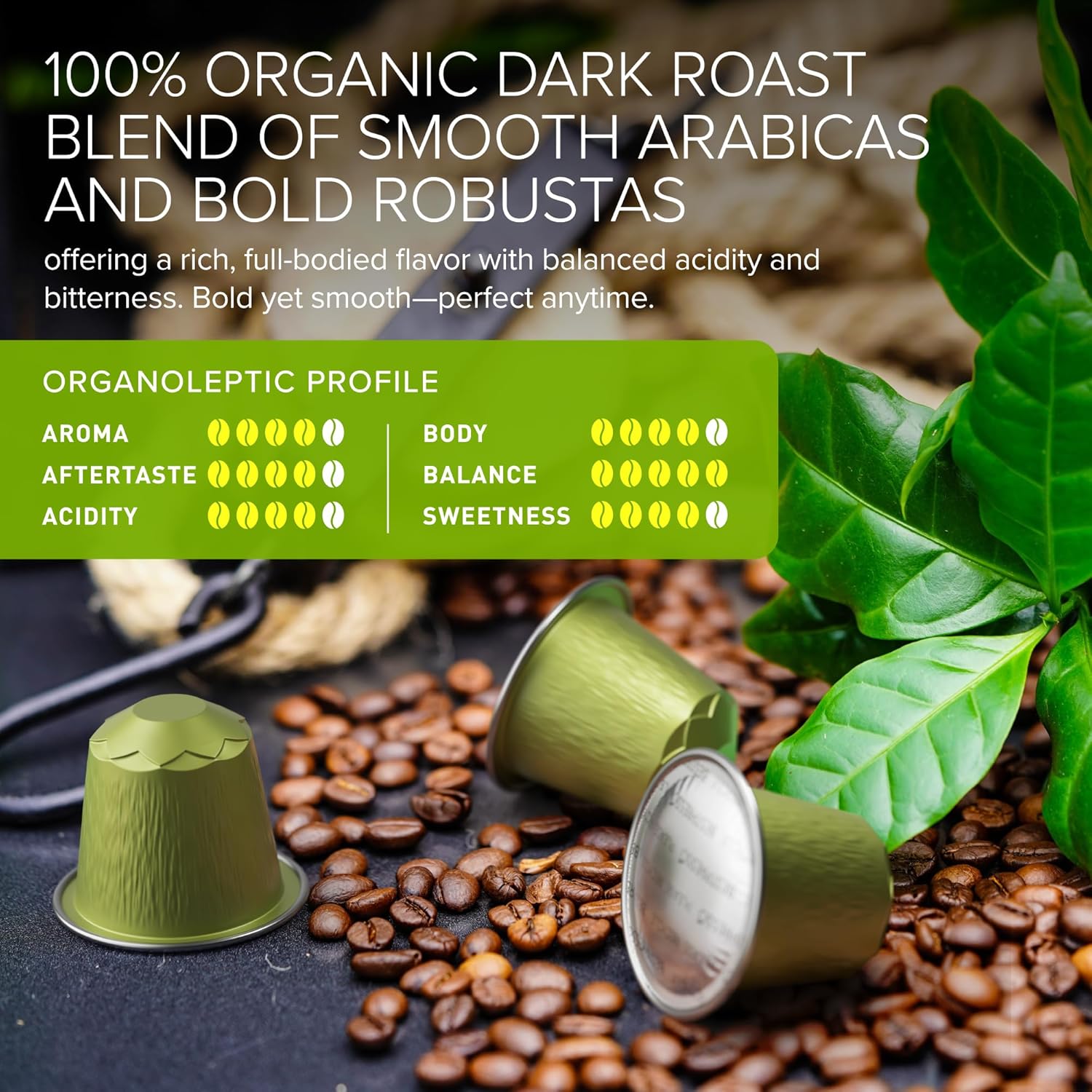 Organic USDA Bestpresso Coffee Aluminum Espresso Pods For Nespresso Original Machine 120 Pack (Naturally Balanced)