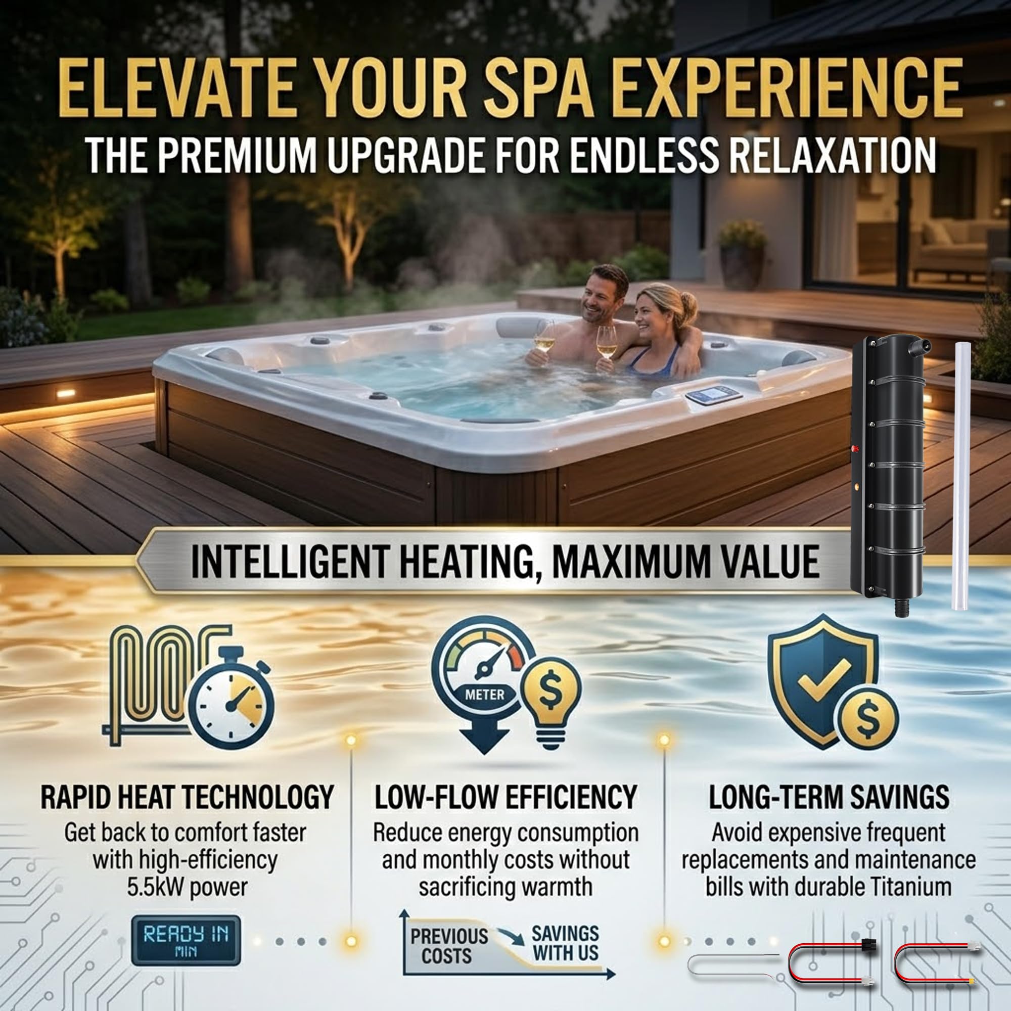 Yoursme Repuesto para calentador inteligente de bajo flujo Sundance/Jacuzzi Spa