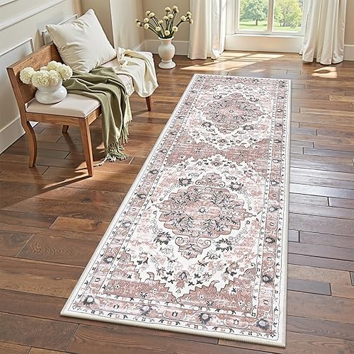 Ileading Alfombra de pasillo bohemia de 2 x 6 pies, antideslizante, lavable para pasillo, alfombra de cocina, cuarto de servicio, alfombra de piso