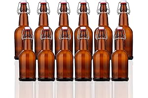 SureSave 12 oz Amber Glass Beer Bottles with Flip-Top Lids