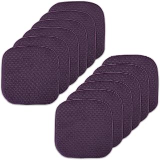Sweet Home Collection Cojines de Espuma viscoelástica para Silla, Goma Antideslizante, diseño de Panal de Abejas y Esquinas Redondeadas de 16 x 16 Pulgadas, Color Morado Berenjena, Paquete de 12