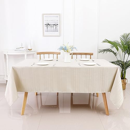 Randall Mantel rectangular oblongo, color beige de 60 x 84 pulgadas, 7 pies, resistente, resistente al agua, a prueba de polvo y antimanchas, para