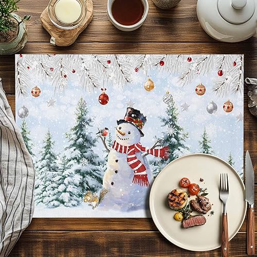 Vista 778 de Juego de 6 manteles individuales rojos para el día de San Valentín, diseño de corazón de San Valentín, resistentes al calor, lavables, manteles