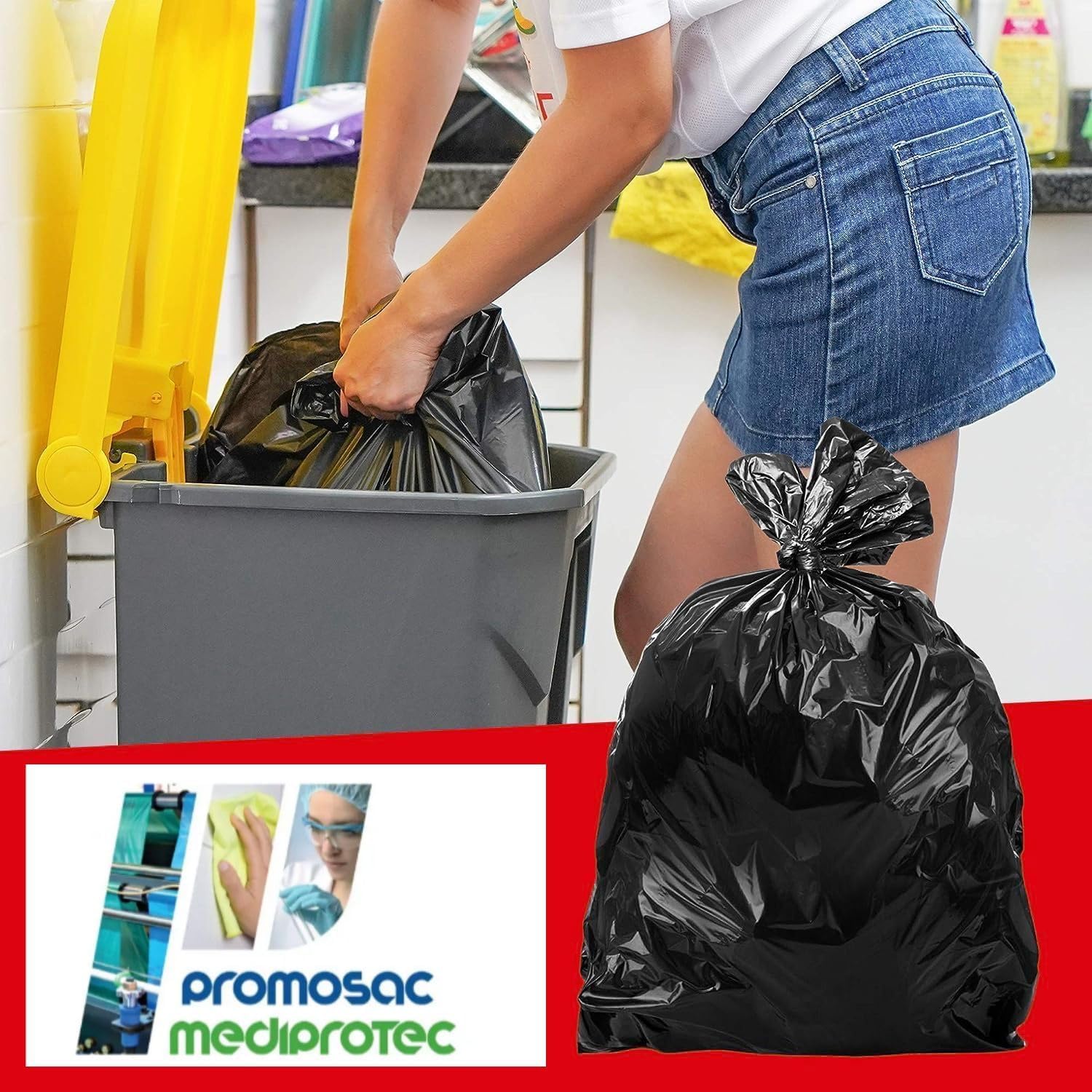 Bolsa de basura gruesa 110l | Caja de 100 bolsas negras ultra resistentes | Grosor 55 micras | Residuos Pesados, Jardín, Papeles, Alimentos | Talleres - Oficinas - Particulares