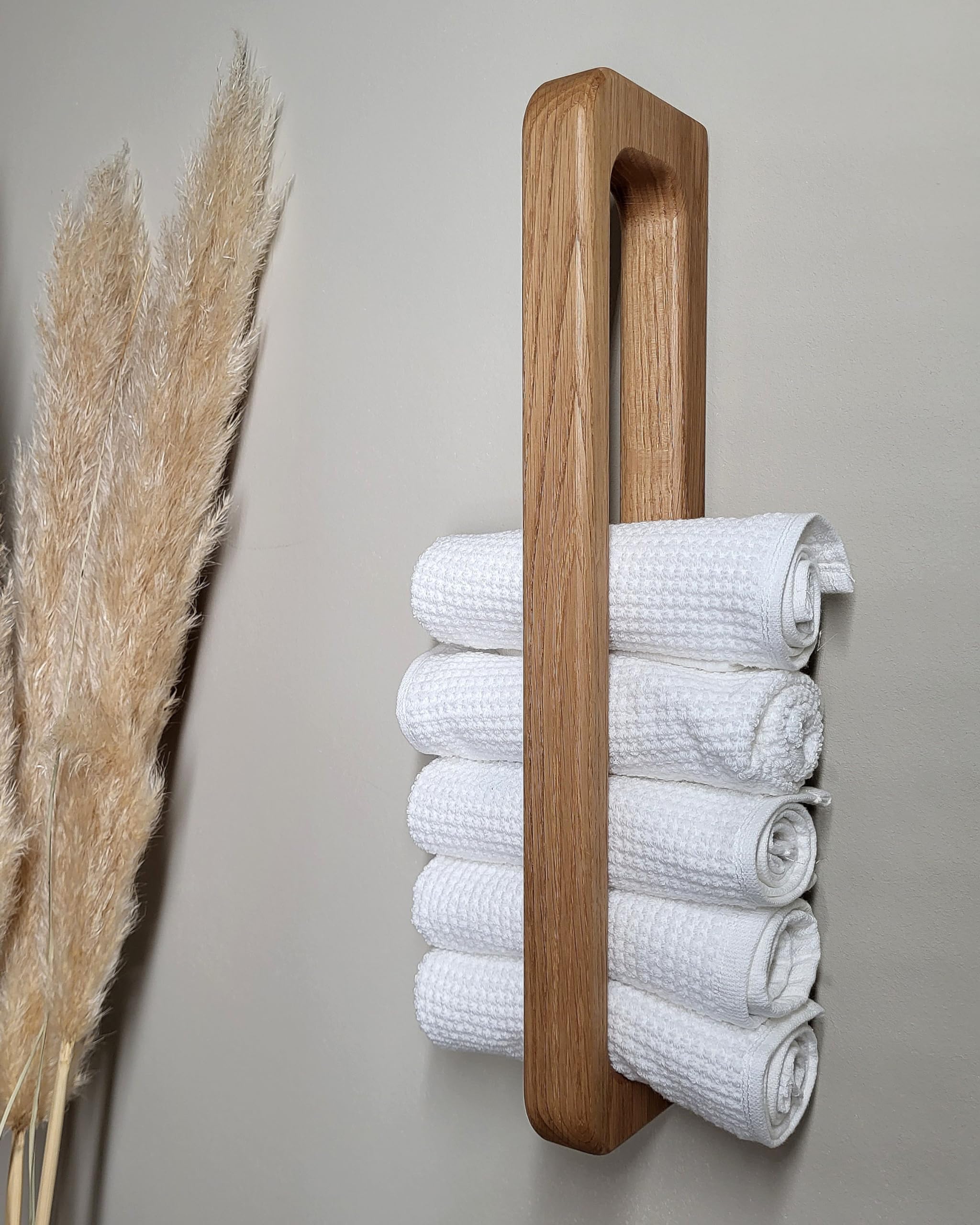 Handtuchhalter aus massivem Eichenholz, Design, einfache und stabile Montage (kein Kleben!), Made in Germany, vertikal, horizontal, scandi, minimalistisch, nachhaltig, edel, Badezimmer, Bad, Gäste-WC,