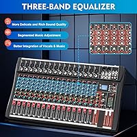 Vista 38 de Mini mezcladores de DJ de 5 canales, mezclador de audio en vivo, tablero de sonido con USB, interfaz de audio con 48 V Phantom Power Sonidos