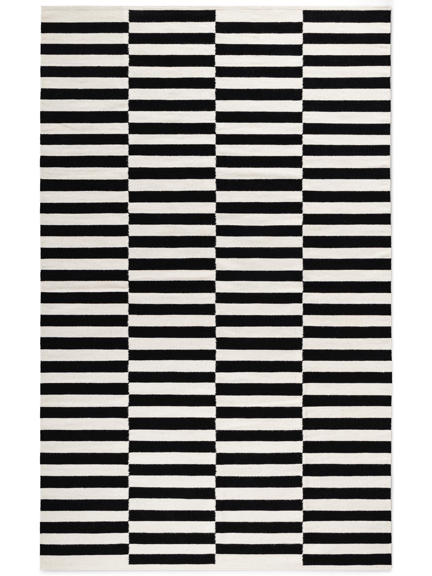 Hanse Home Wollteppich Vika - Natur Wohnzimmerteppich - Handgewebt & Natürlich - Streifen Design Wolle Modern für Wohnzimmer, Schlafzimmer, Esszimmer, Flur - Schwarz Natur Weiß, 200x300cm
