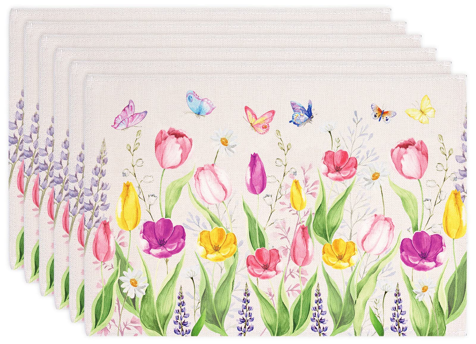 Sets de table motif tulipe et papillon Whaline pour vos déjeuners en terrasse
